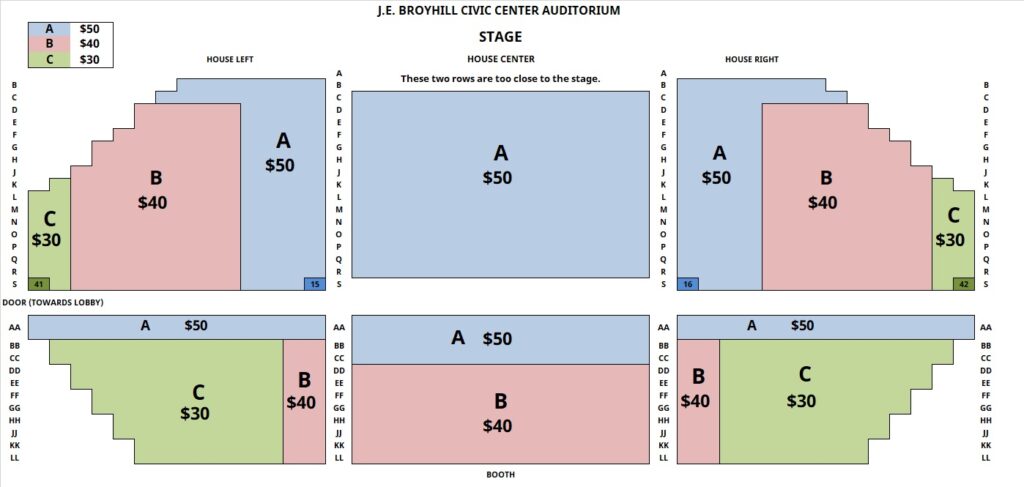 Foothills Pops Seating Chart: J.E. Broyhill Civic Center Auditorium