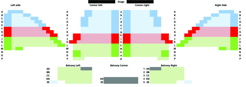 A representation of the seating chart used for St. Luke's UMC.